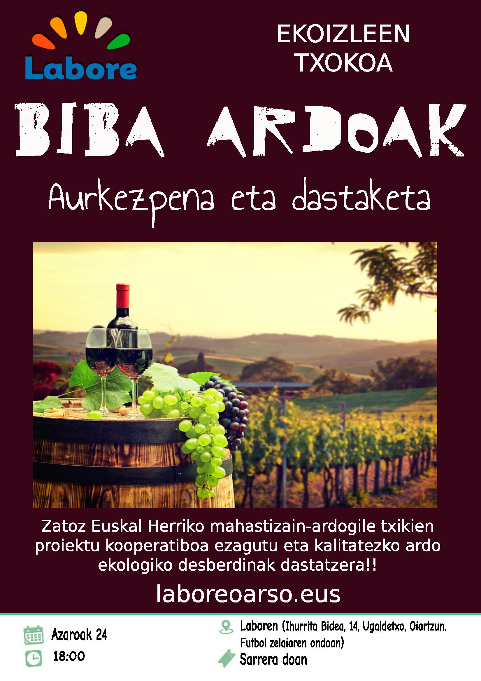 Presentación y degustación del proyecto Biba Ardoak el 24 de noviembre