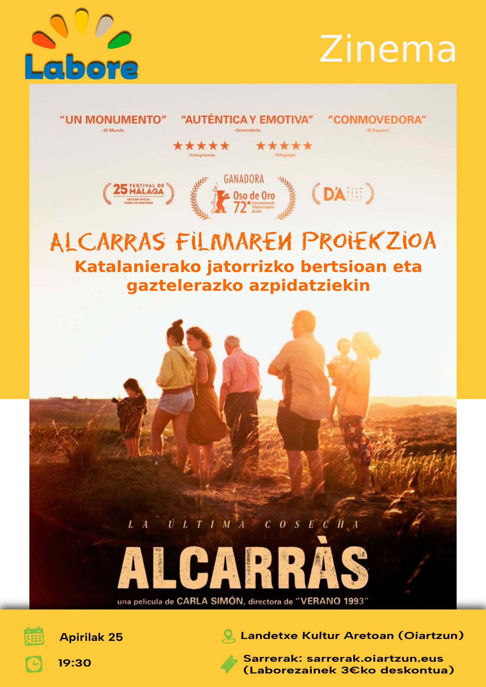 Proyección de la película Alcarràs