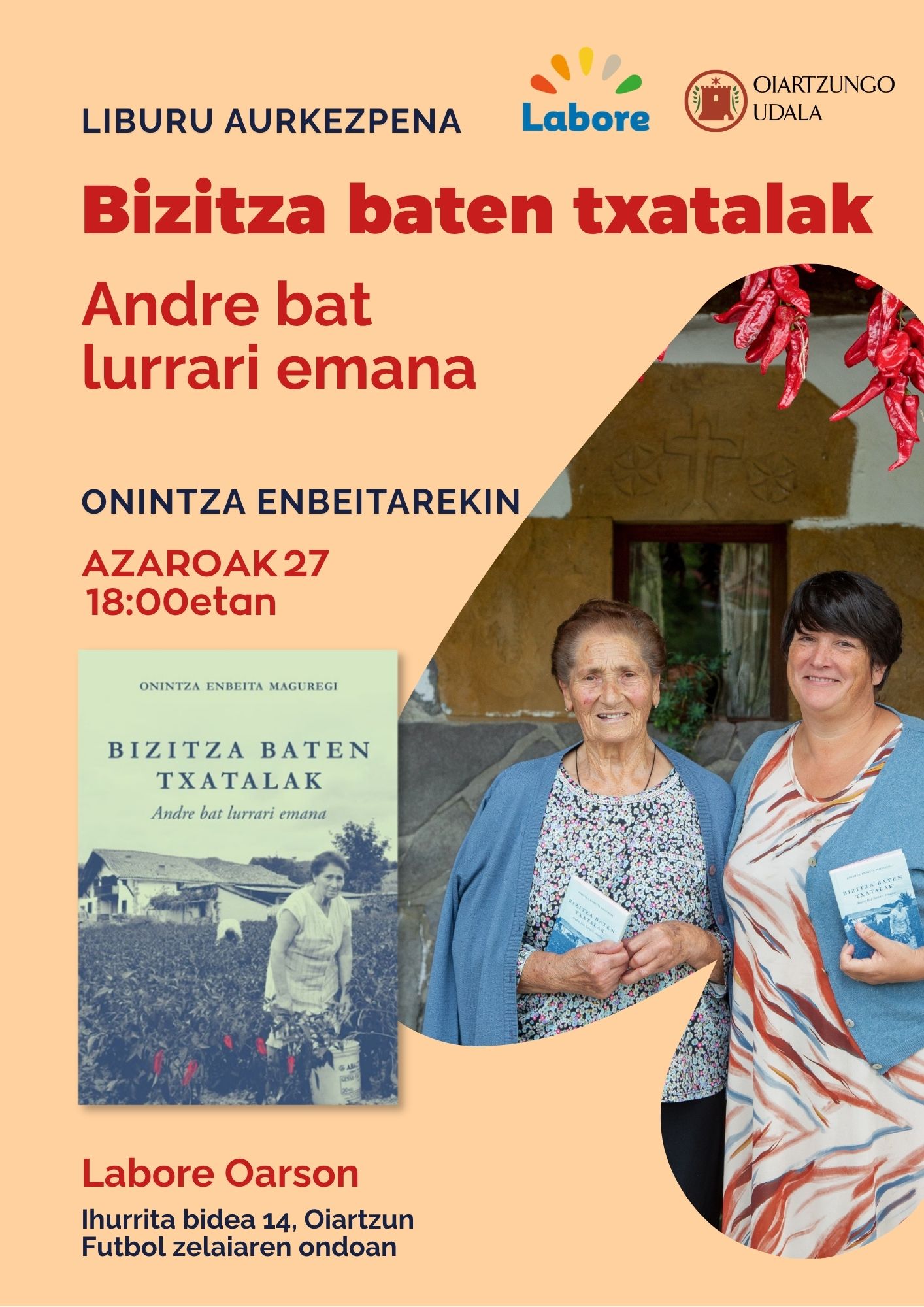 “Bizitza baten txatalak. Andre bat lurrari emana” liburuaren aurkezpena Onintza Enbeita idazlearekin